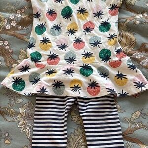 Colorful strawberry top with Striped Leggings